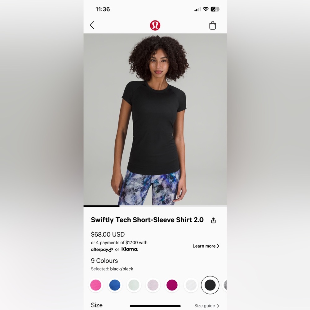 Black Lululemon Swiftly Tech Short Sleeve 2.0